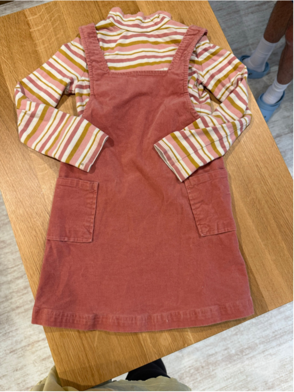 Girls Tommy Bahama Corduroy Dress Set Size 5 Pink Striped